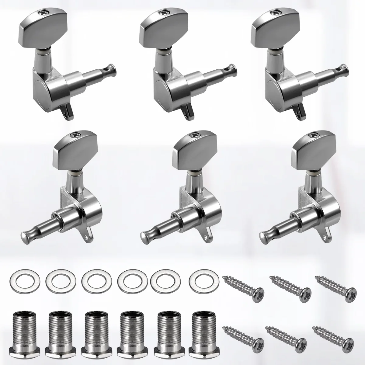 

1 set 1 Set Of Guitar Tuning Pegs Aluminum Alloy Durable Strong For Folk Electric Guitar Silver Pegs Tools Instrument Parts
