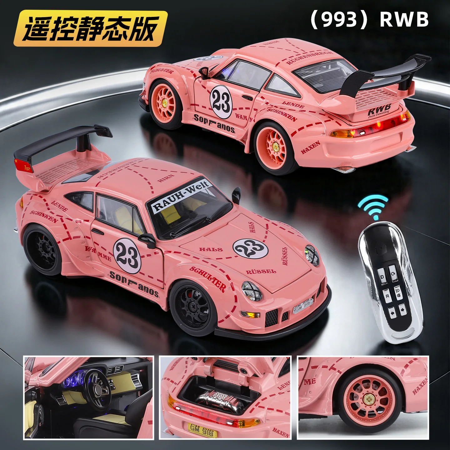 1:24 911 993 RWB Alloy Metal Diecast Model Car Compatible Widebody Race Car Home Decoration Trendy Desktop Present
