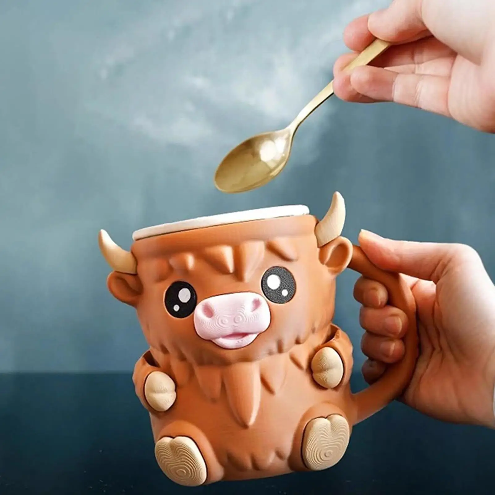 Soporte para helado de vaca de las tierras altas, fundas para latas de cerveza a prueba de derrames, taza para congelador, postre, refrescos, viajes al aire libre, verano