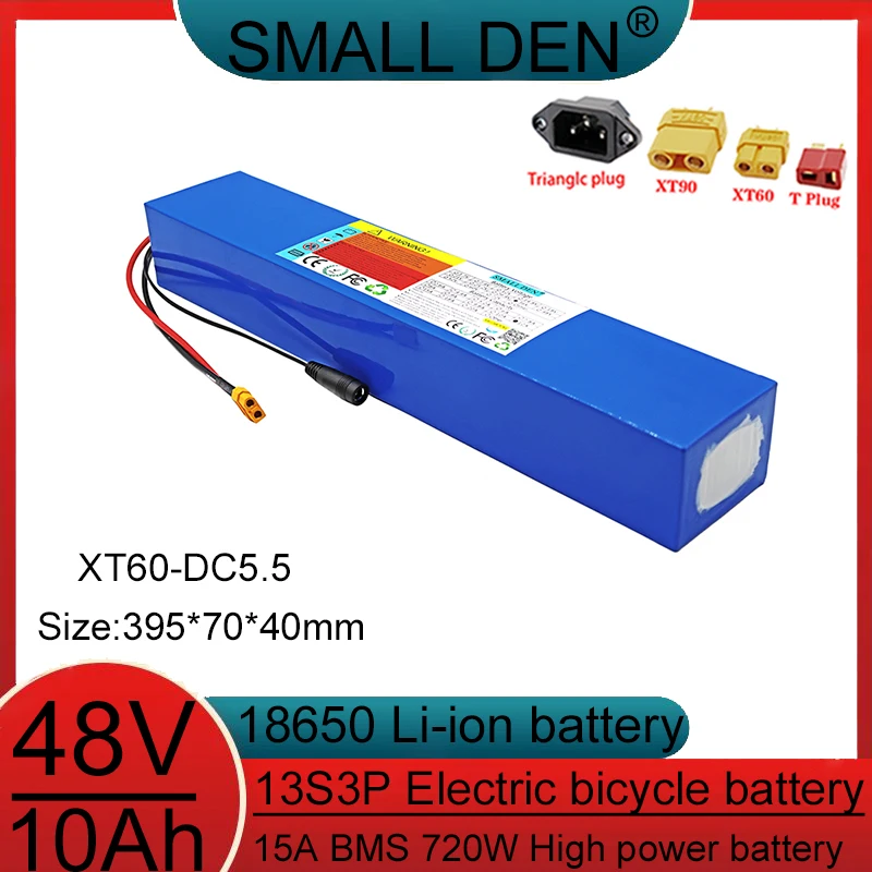 オフロード電動スクーターに適した54.6V内蔵BMS充電式バッテリーを備えた48V新しい10Ah 10S3Pリチウムバッテリーパック