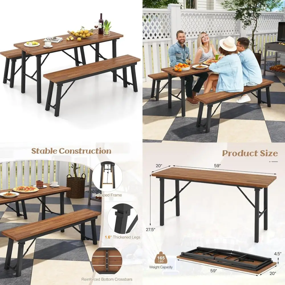 Folding Patio Dining Table for 4-6 People, 59