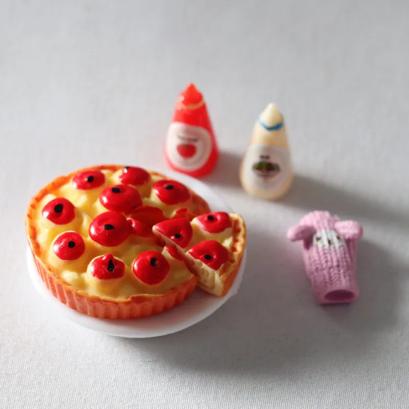 

1set Dollhouse Fruit Pizza Plate OB11 Kitchen Scene Food Scale Model Miniatures Shooting Props Set Decoration Home Decor Crafts