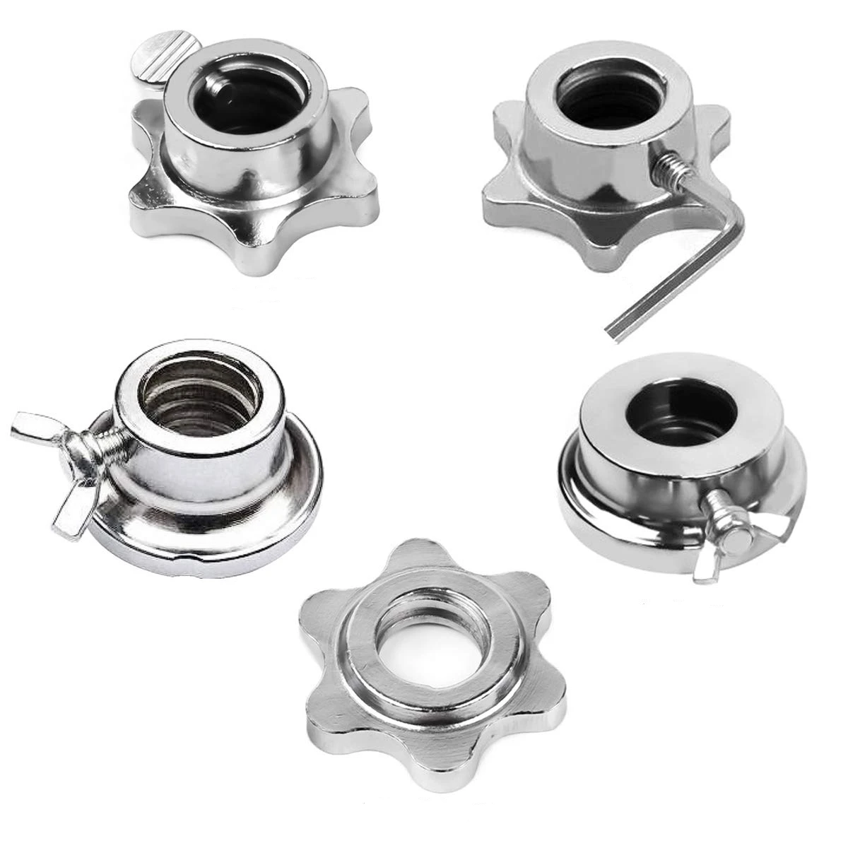 Barbell Dumbbell Accessory Lossless Buckle Spin-Lock Collars Screw Clamps Steel Nut Double Insurance Hex Nut For Weightlifting