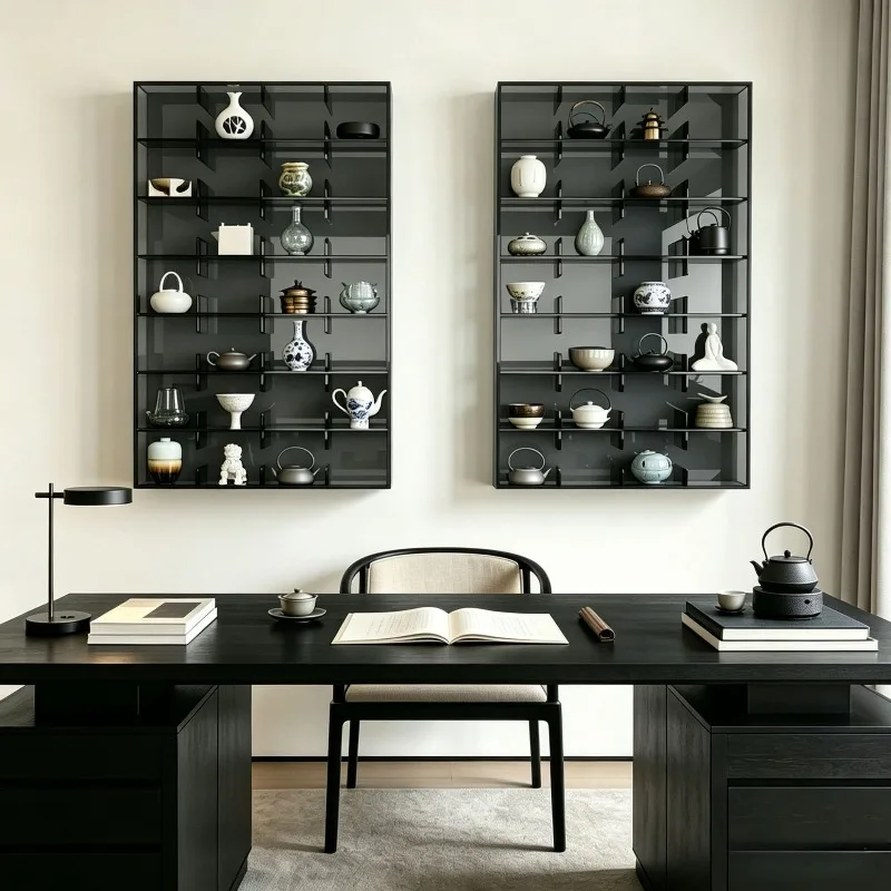 Acrylic Bogu rack, wall-mounted wall Chinese multi-grid rack, tea set storage cabinet, Duobao Pavilion display shelf