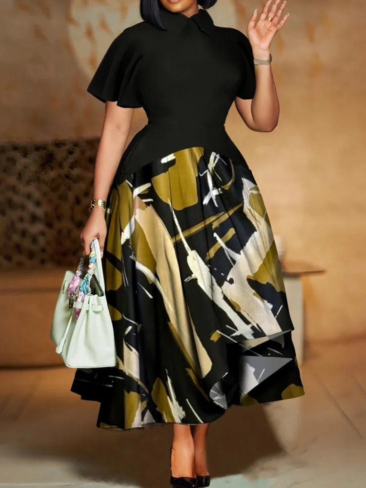 

XL-5XL Plus Size Clothes Dresses Women Robes Summer Short Sleeve Street Style Casual 3XL 4XL Big Size Maxi Dress Oversized