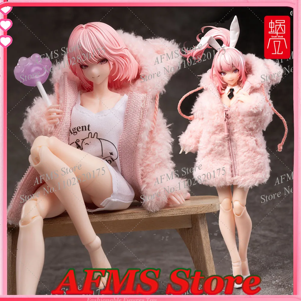 SnailShell 1/12 Scale Collectible Figure Pink Hooded Coat Long Sleeves Soft Fur Plush Jacket Dress Fit 6