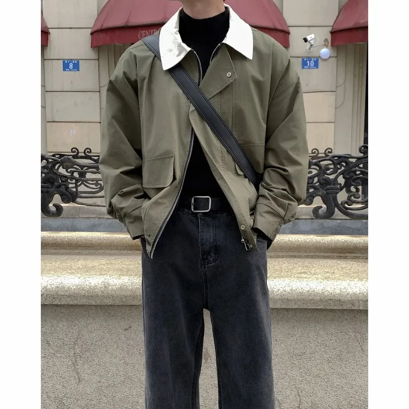 

2024 Korean Edition Men's Autumn Workwear Loose Casual Trend Versatile Lapel Jackets High Street Fashion Men Jacket