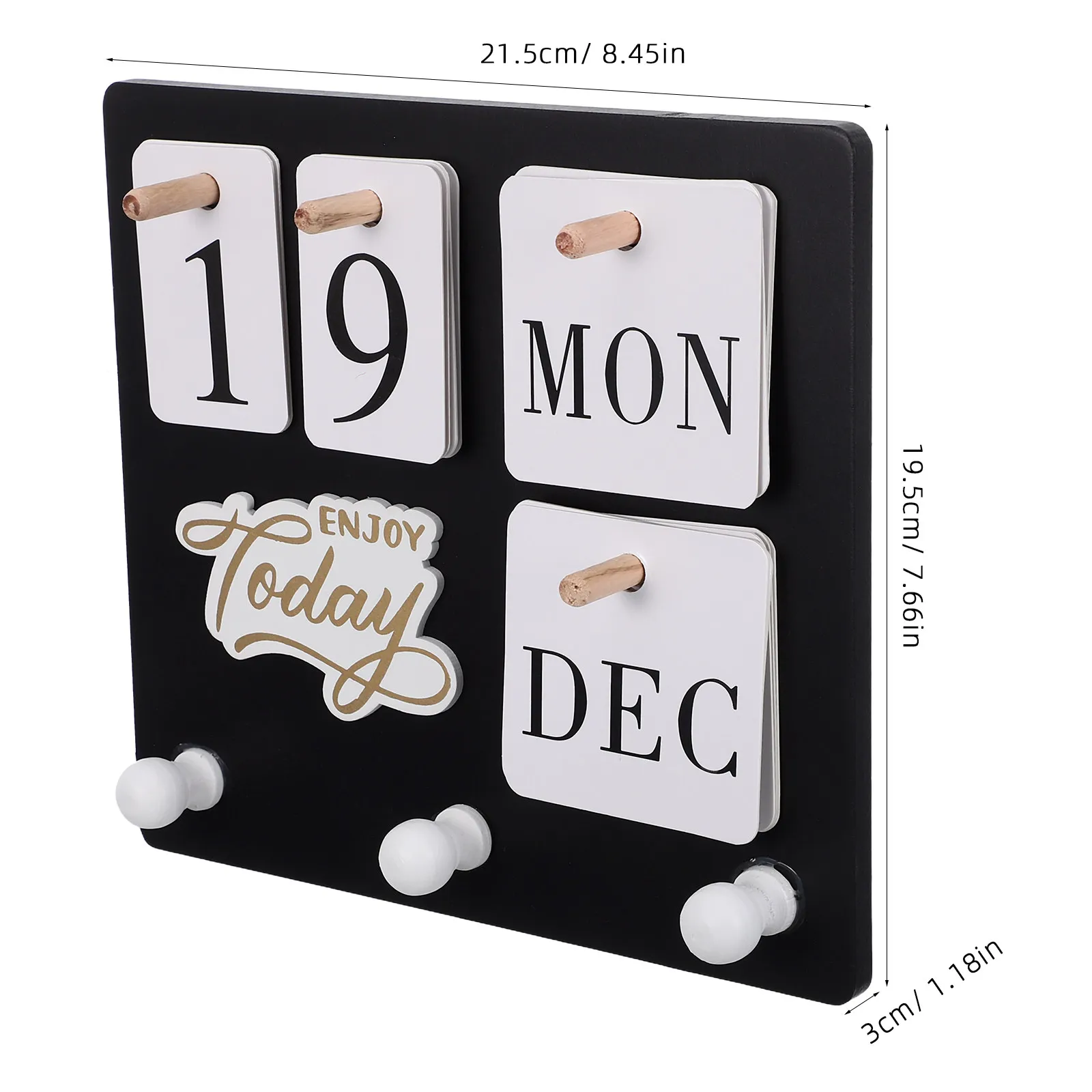 1Set Wood Perpetual Calendar Wall Mount Manual Date Tracker Hook Desk Shelf Home Office Entryway Vintage Minimalist Perpetual