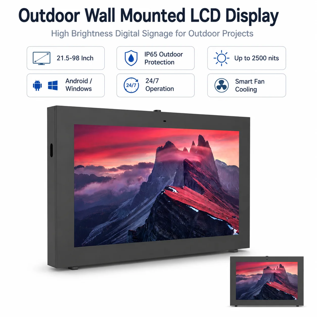 LCD Advertising Display With High Transmittance Glass Waterproof Air Vent Structure For Smart City Signage Factory Direct