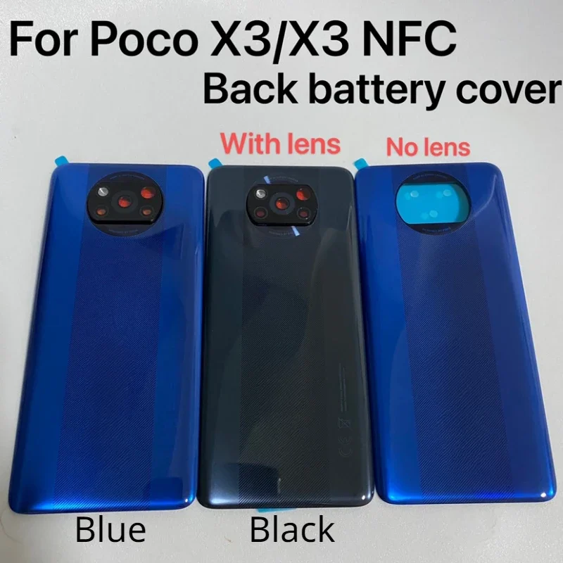 Back Cover For Xiaomi POCO X3 / X3 NFC / Mi POCO X3 Pro Back Battery Rear Housing Door Cover Back Housing With Adhesive