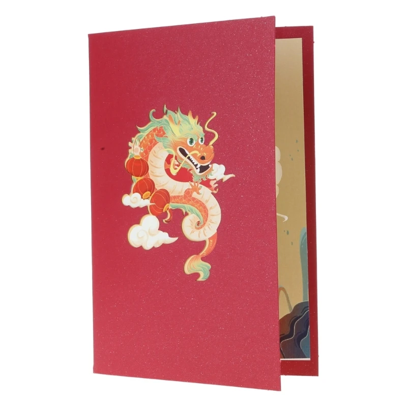 Chinese New Year Card Handmade 3D Popup Dragon Greeting Cards with Envelope Set Dropshipping