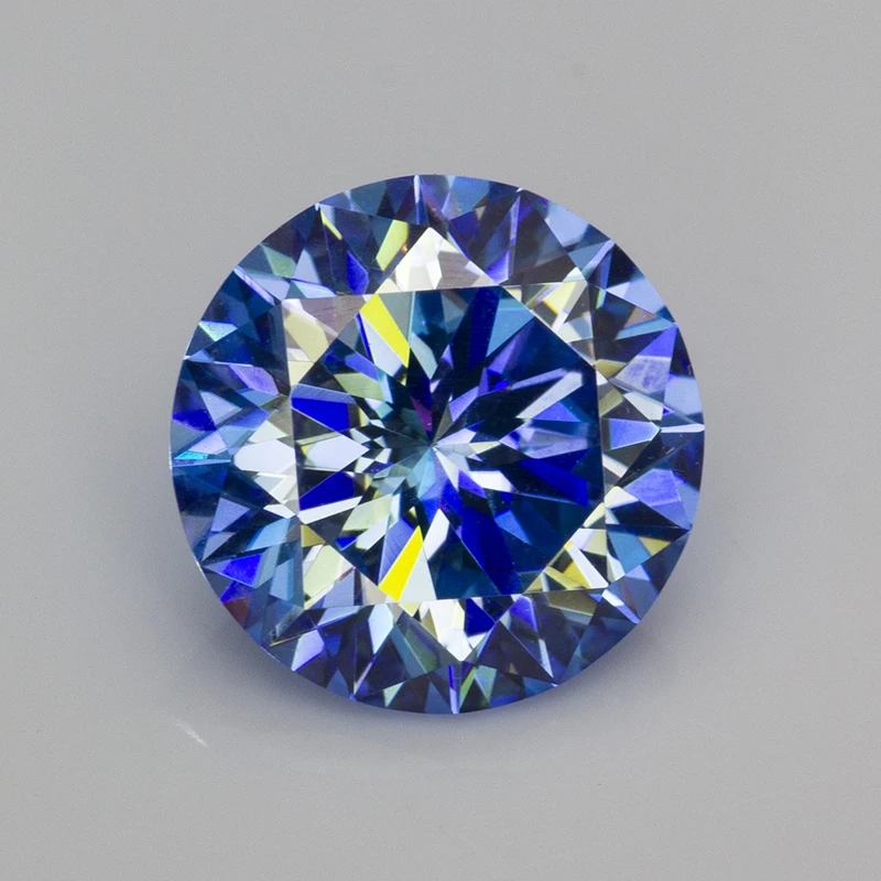 Klein Blue Round Plum Blossom Cut Moissanite Loose Stones 1.0-3.0ct VVS1 GRA Certified Moissanita Pass Diamond Tester