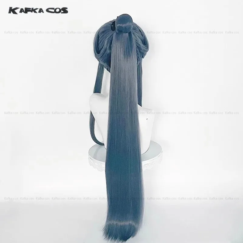 Anime Tian Guan Ci Fu Ling Wen parrucca Cosplay 90CM intrecciata capelli lunghi lisci parrucca sintetica resistente al calore + cappuccio parrucca