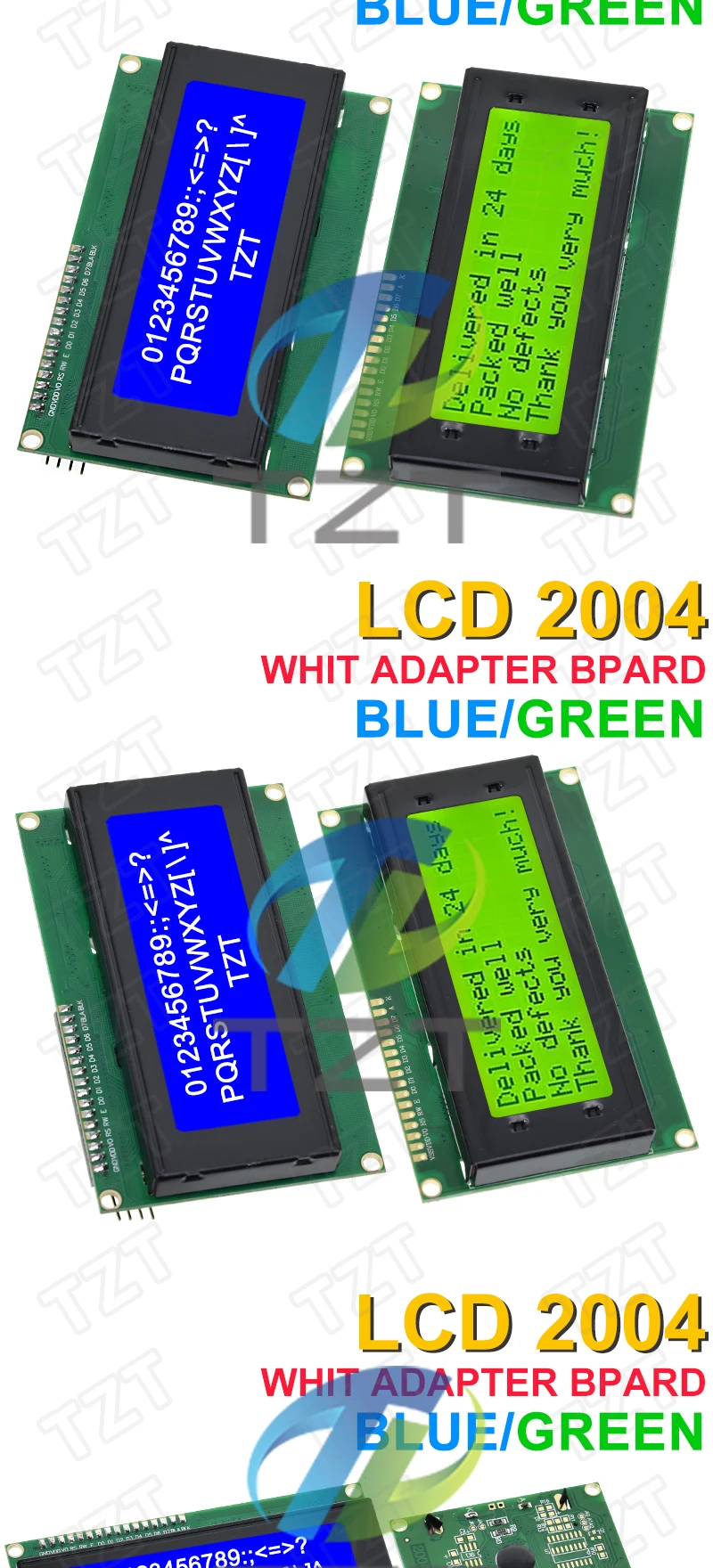 TZT LCD1602 LCD 1602 LCD2004 LCD 2004 LCD12864 LCD0802 Modul Blau Grüner Bildschirm 16x2 20X4 Zeichen LCD-Anzeigemodul HD44780 – Detail 15