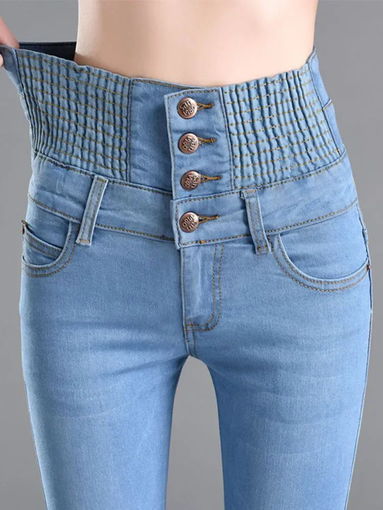 

Skinny High Waist Pencil Jeans Women Oversize 40 Korean Casual Stretch Denim Pants Spring Fall Streetwear New Chic E752