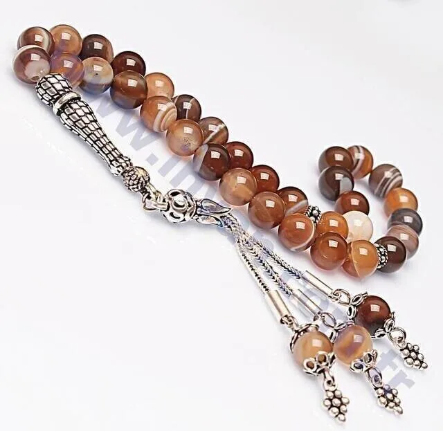 IQRAH Agate Stone Rosary (925 SETTING SILVER 8mm)