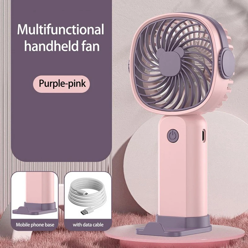 

Handheld Small Fan Outdoor Portable Fan 3-Speed Rechargeable 400Mah Battery Multi-Function Fan Phone Holder Outdoor