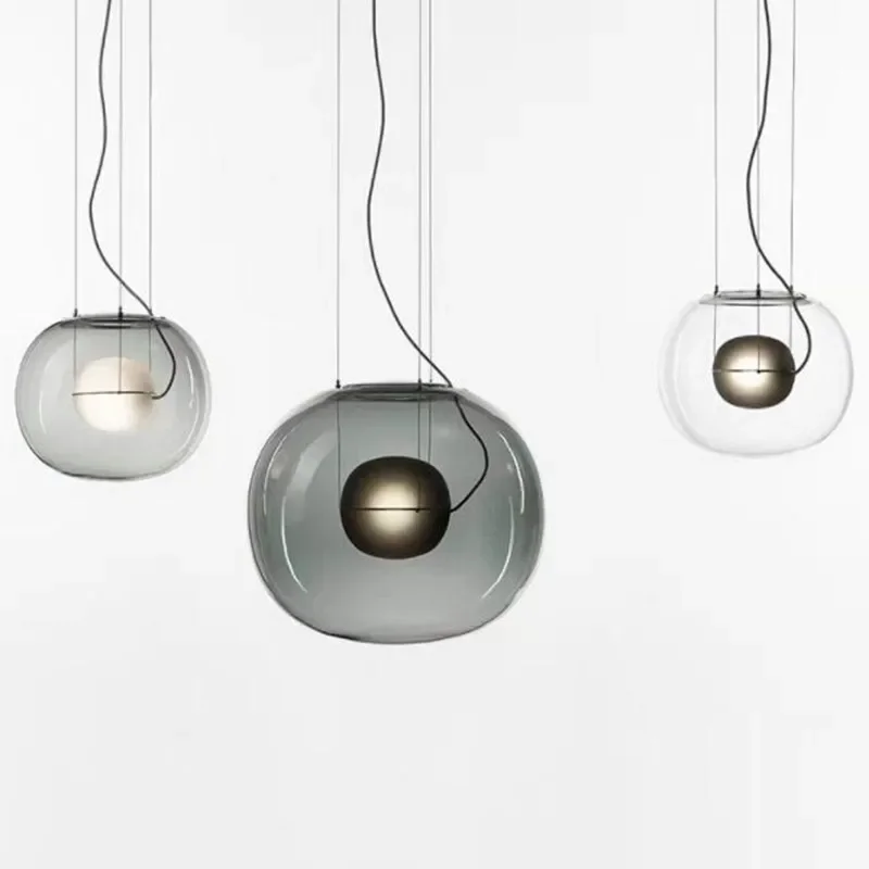 Designer Postmodern Pendant Light Dining Room Kitchen Simple Glass Ball Pendant Light Home Interior Lighting