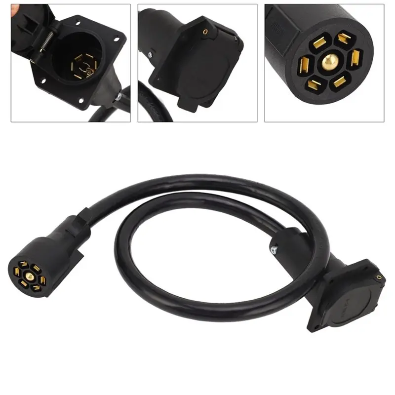 For RV Connecting Line 3FT 7 Way Trailer Plug Extension Cord 7 Pin Trailer Extension Trailer Pigtail Connector