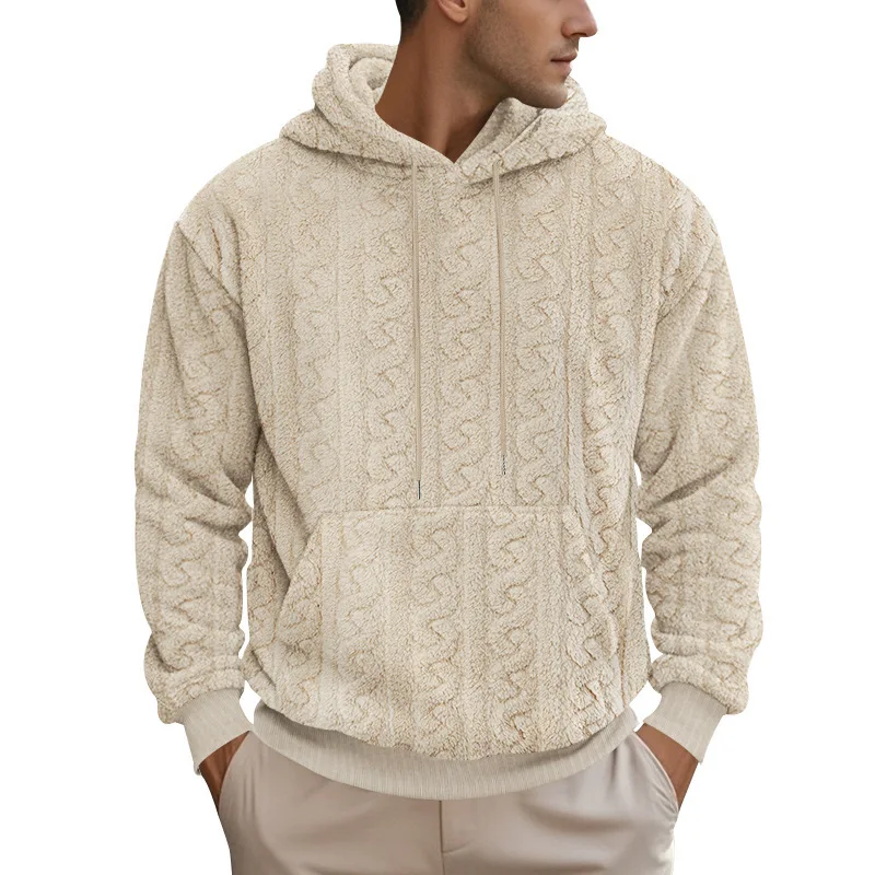 

Arctic Velvet Guard High Street Jacquard Hoodie Youth Loose Fit Long Sleeve Basic Style Color Autumn Winter Sweatshirt