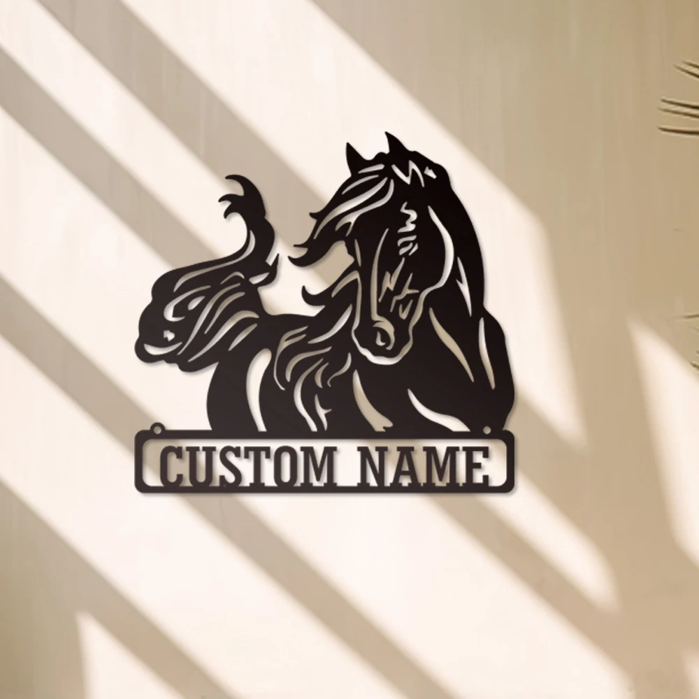 

1pc diy lovely horse Customized Name Tin Wall Signs Metal Wall Plaque For Living Room Kids Room