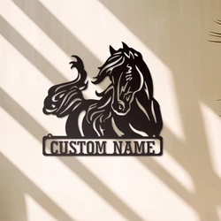 1pc diy lovely horse Customized Name Tin Wall Signs Metal Wall Plaque For Living Room Kids Room