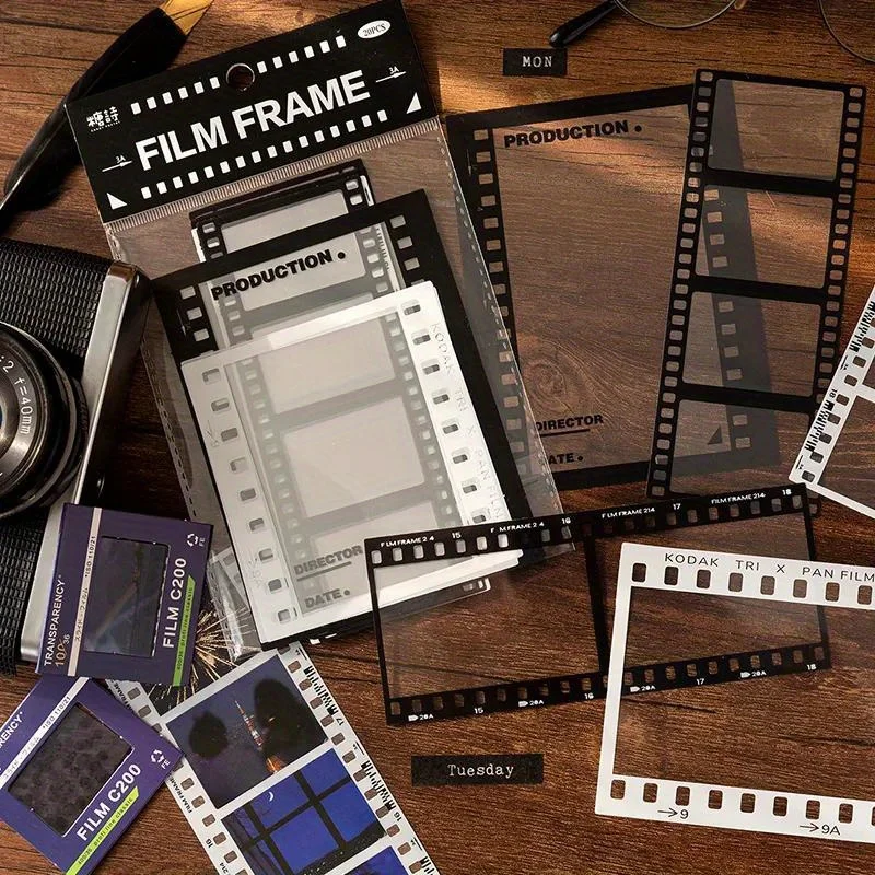15 Pcs Vintage Photo Film Frame PET Sticker Package DIY Diary Scrapbooking Junk Journal Decoration Label Stickers Album