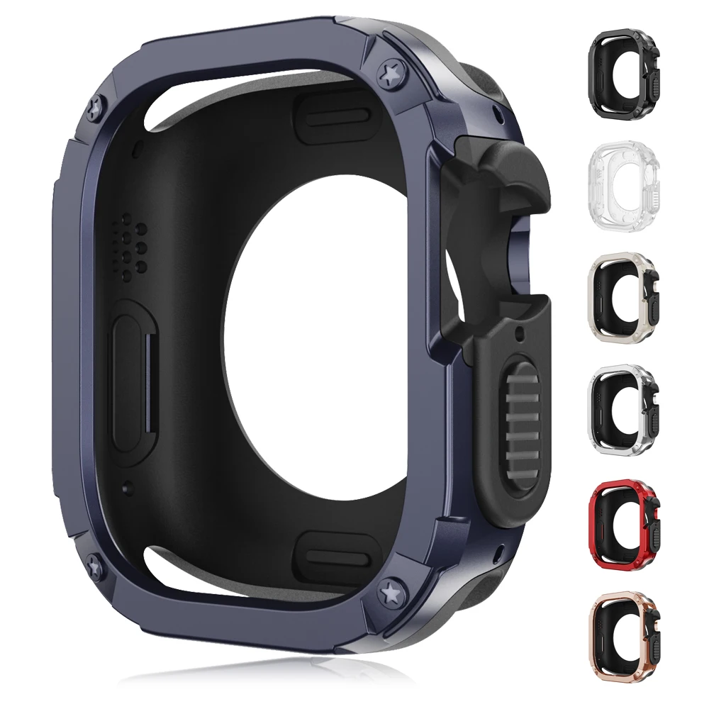 Rugged Cover for Apple Watch Case Ultra 9 8 49mm 45mm 41mm 44mm 40mm Around Hard TPU Protective Shell for iWatch series 7 6 5 4