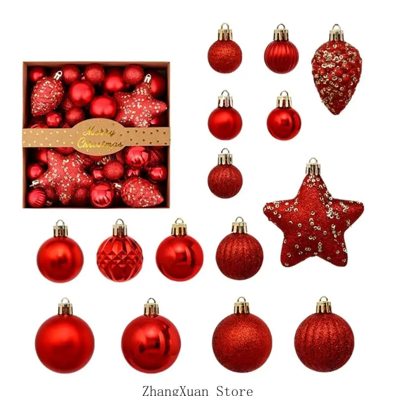Weihnachtskugel-Set mit 50 Kunststoffkugeln für Raum- und Baumgestaltung 3XUF – Detail 5