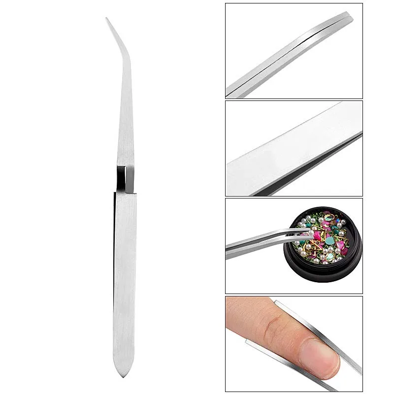 Nail Styling Clip Stainless Steel Cross Action Tweezers Manicure Nail Art Tools Shaping Tweezer Acrylic UV Gel Curve Fixed Pinch