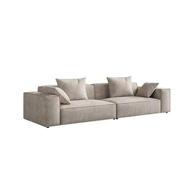 

Modern minimalist tofu block sofa Motu retro style living room coffee color straight row sofa matte fabric