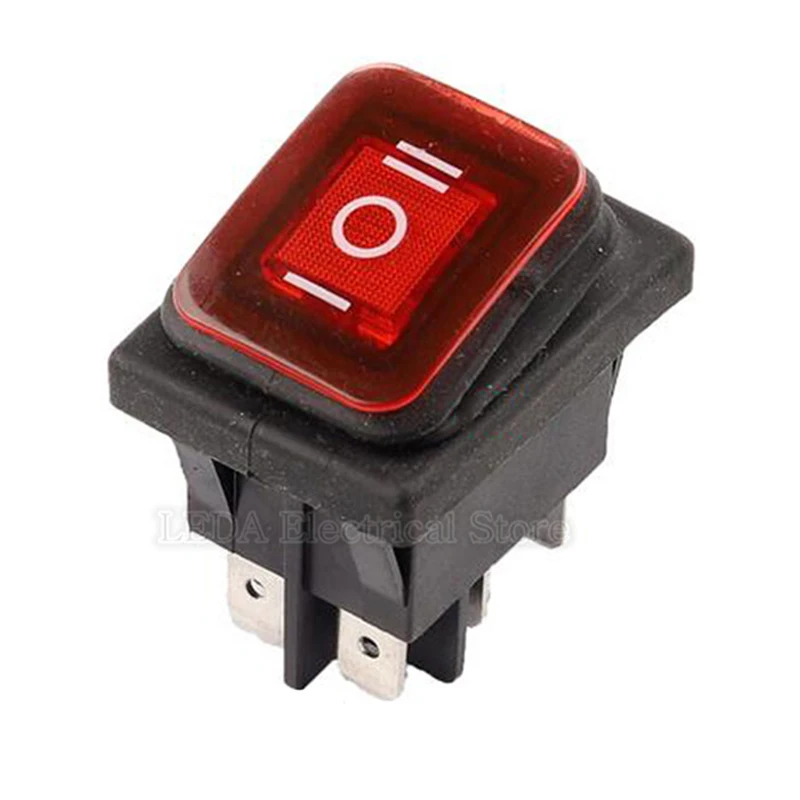 1PCS KCD4 Waterproof Rocker Switch ON OFF ON 4 Pins / 6 Pins Electrical equipment With Light Power Switch 16A 250VAC/ 20A 125VAC