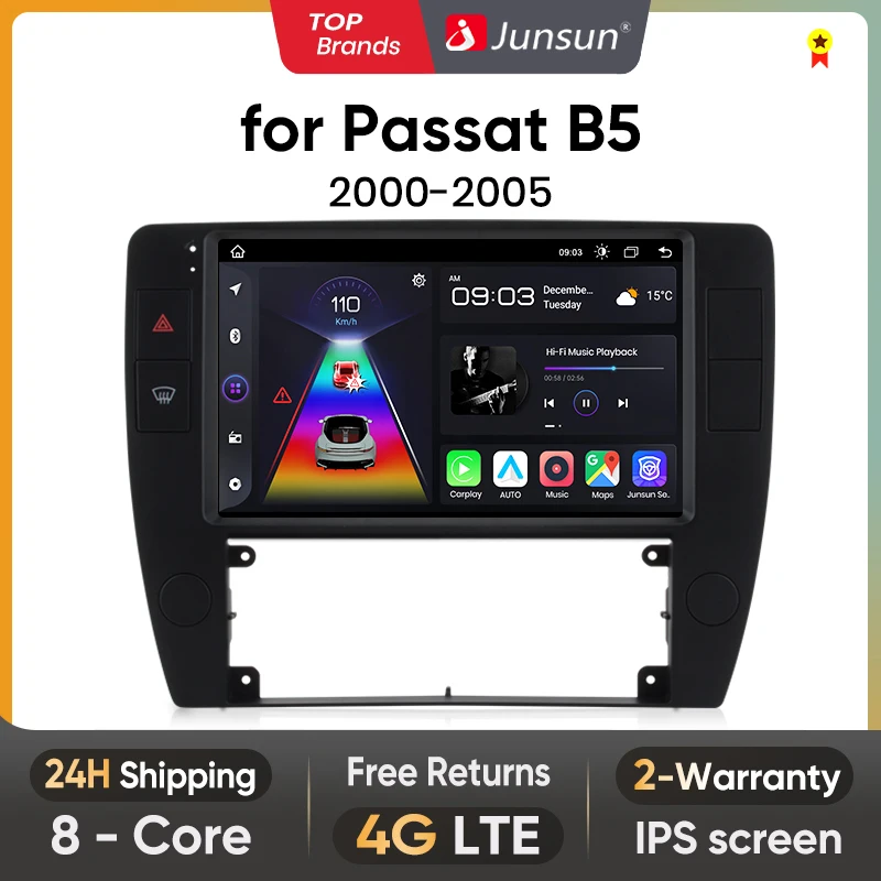 Junsun Android13 Car Radio for Passat B5 2000-2005 Car Smart Systems for Apple Carplay FM GPS SWC BT