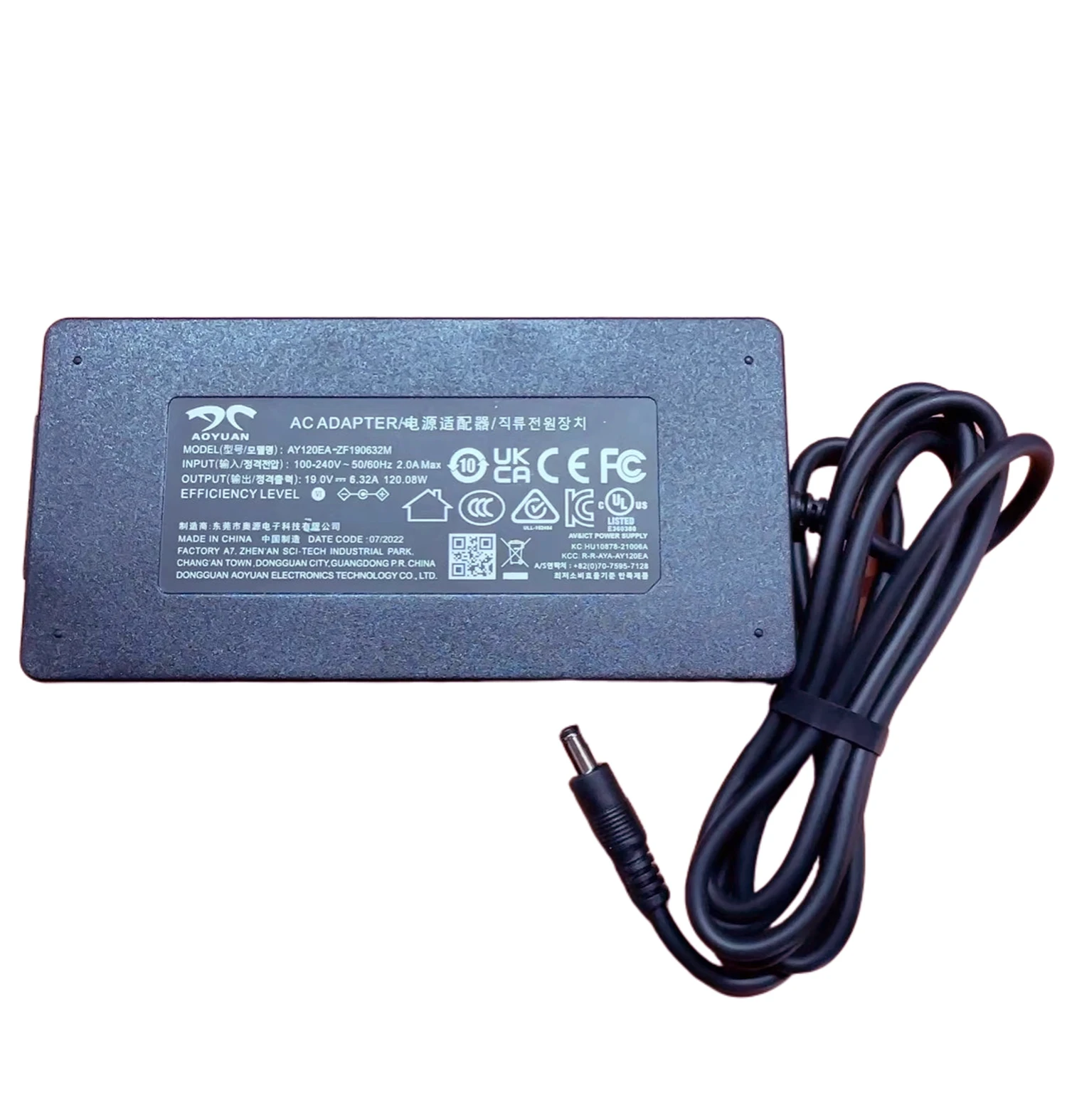 

Оригинальное зарядное устройство AOYUAN AY120EA-ZF190632M 19 В 6,32 А 120,08 Вт, 120 Вт, 5,5x2,5 мм для блока питания ноутбука