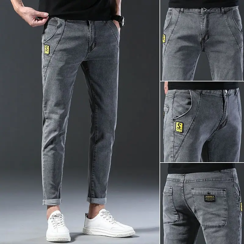 Korean Fashion Slim Fit Denim Jeans for Men Spring and Autumn Casual Wear Designer Stretch Street Trousers Luxury Clothing Men