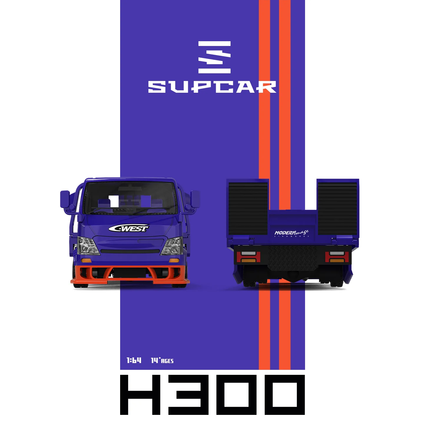 *Pre-sale*SUPCAR 1:64 H300 Purple Pattern Flatbed Transport Trailer Diecast Alloy Mode For Hobby Collectible Ornament Giftl view 5