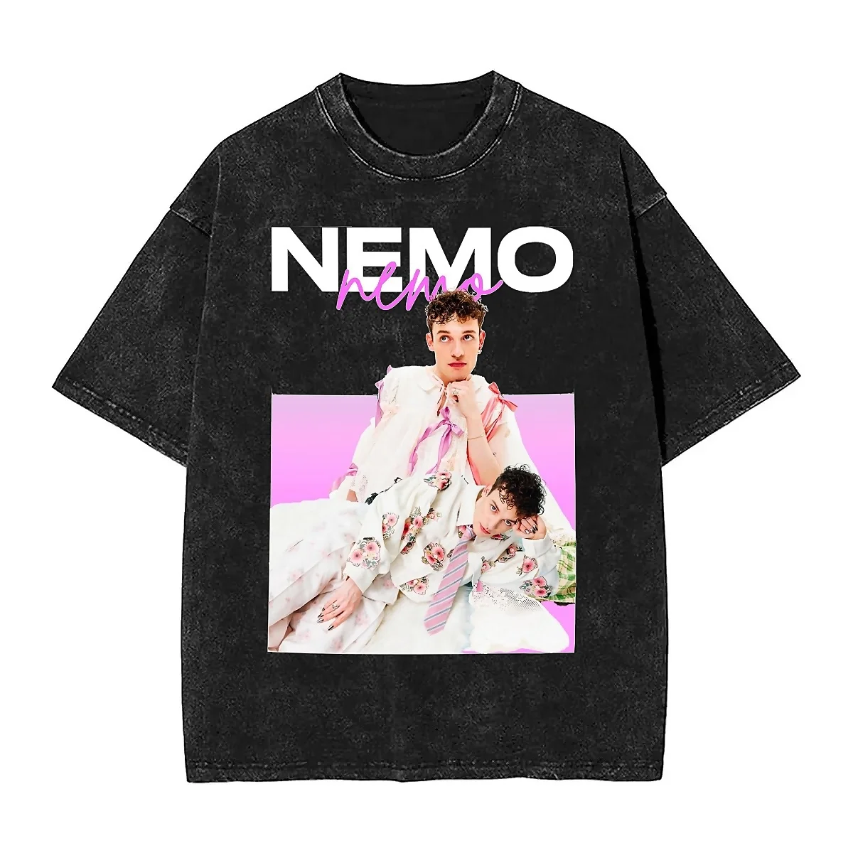 

Couple T-Shirt Nemo The Code Washed T-Shirt Fashion Eurovisioned 2024 Switzerland Summer Tee Shirt Street Style Cotton Tops Gift