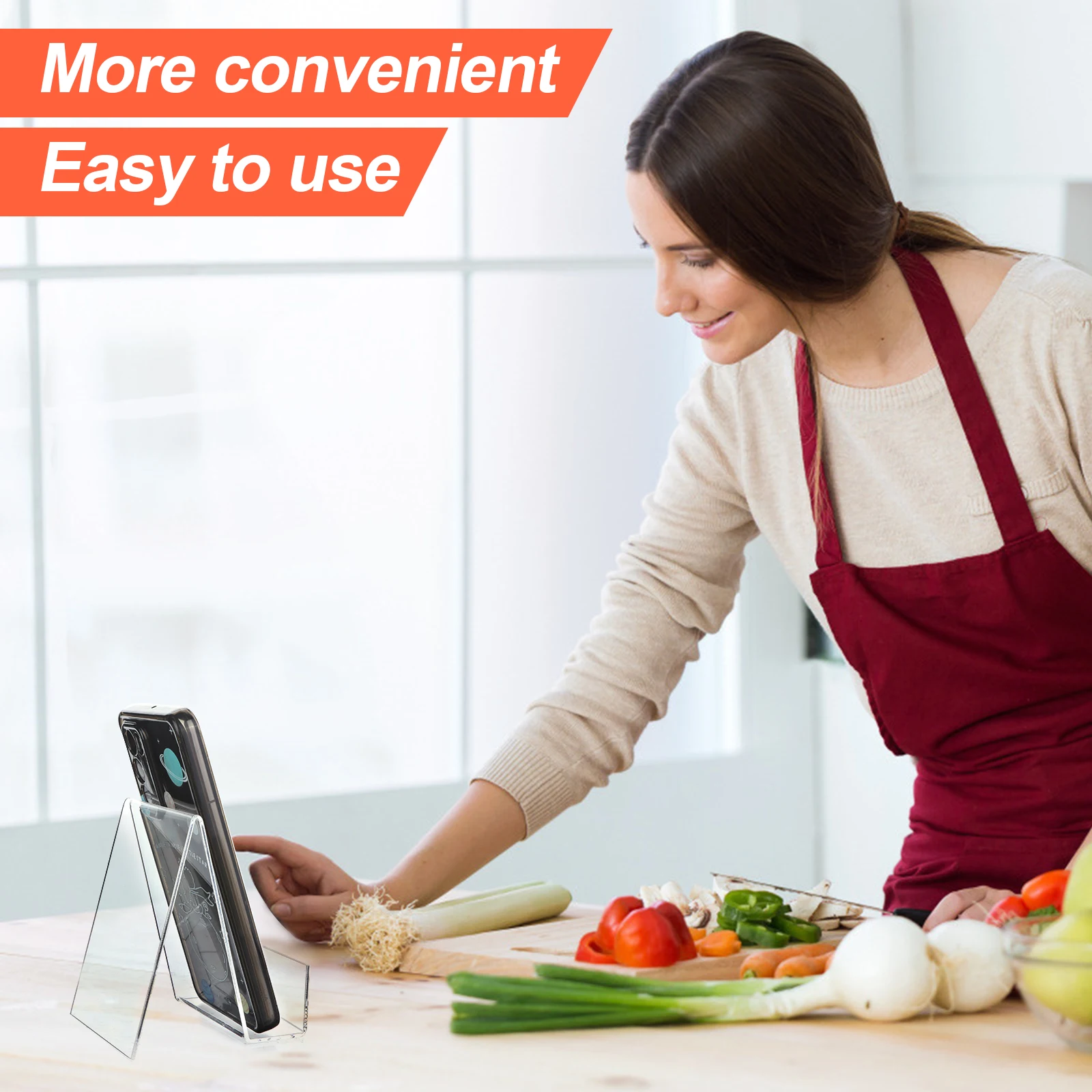 1Pc Transparent Acrylic Bookshelf Desktop Decorative Storage Rack Bookend Stand