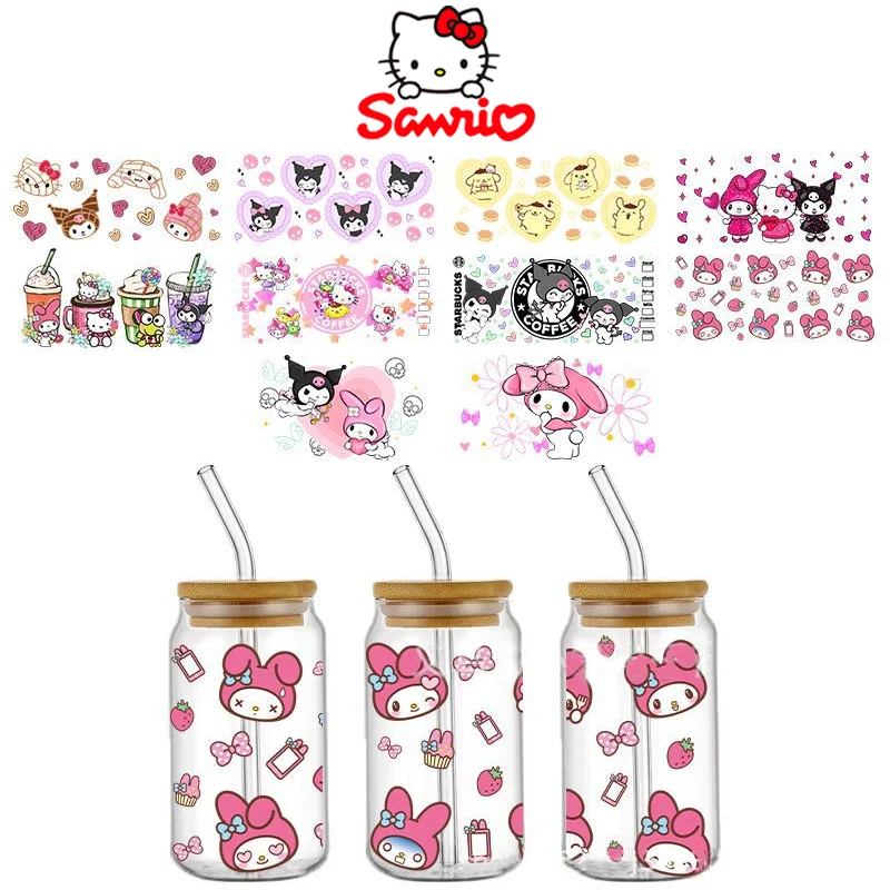 Наклейка на чашку Sanrio, Hello Kitty Kuromi, мультяшная Милая самоклеящаяся наклейка на чашку «сделай сам», водонепроницаемая переводная наклейка UV DTF