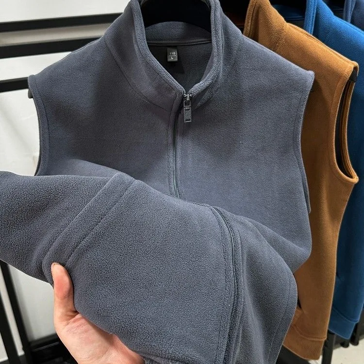 

Мужской утепленный жилет на молнии с флисовой подкладкой, зимний, без рукавов, с воротником-стойкой, верхняя одежда для пар