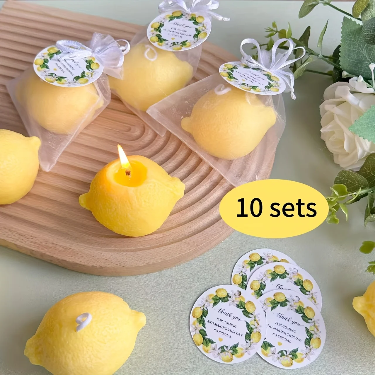 

10pcs Lemon-Shaped Scented Soy Wax Candles for Weddings, Bridal Showers, Birthdays, Baby Showers and Party Decorations