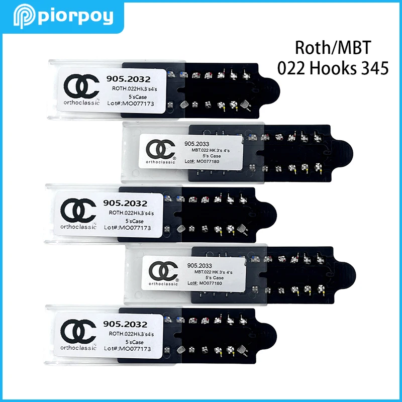 PIORPOY 5Kit soportes de ortodoncia Dental soportes Mini Metal monobloque Roth MBT 022 345 soportes de gancho materiales de tratamiento Dental
