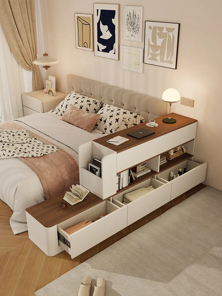 Solid wood bedside cabinet for home bedroom, bedside long strip storage cabinet integrated floor-standing storage