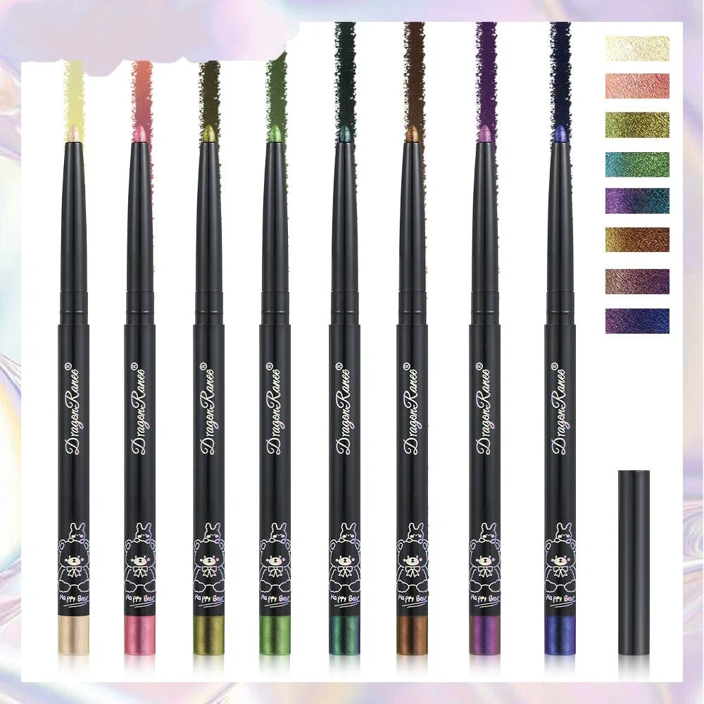 Waterproof Eyeliner Pen Shiny Chrome Green Gold Glitter Eyeliner Pen Aurora Effect Purple Pigment Metallic Eyeshadow Liner