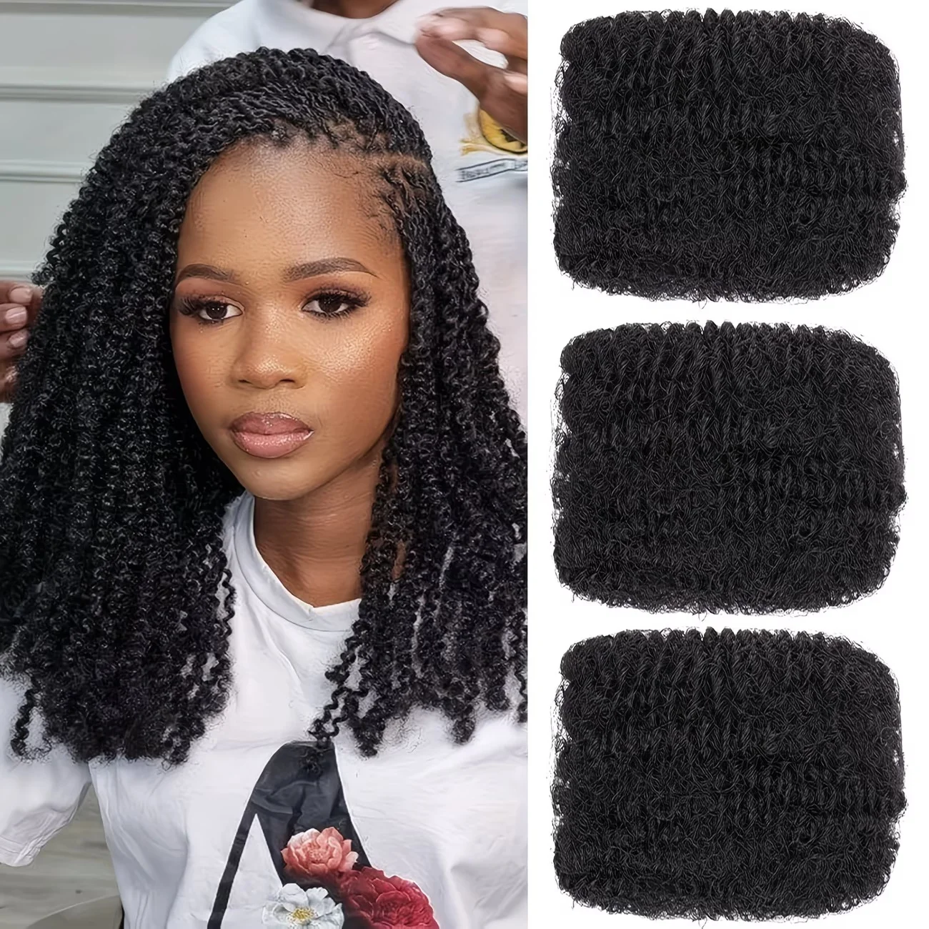 

Afro Kinky Curl Human Hair Braiding Bulk Hair for Braiding Twists Repair Locs Create Locs Extension 30g 60g 90g