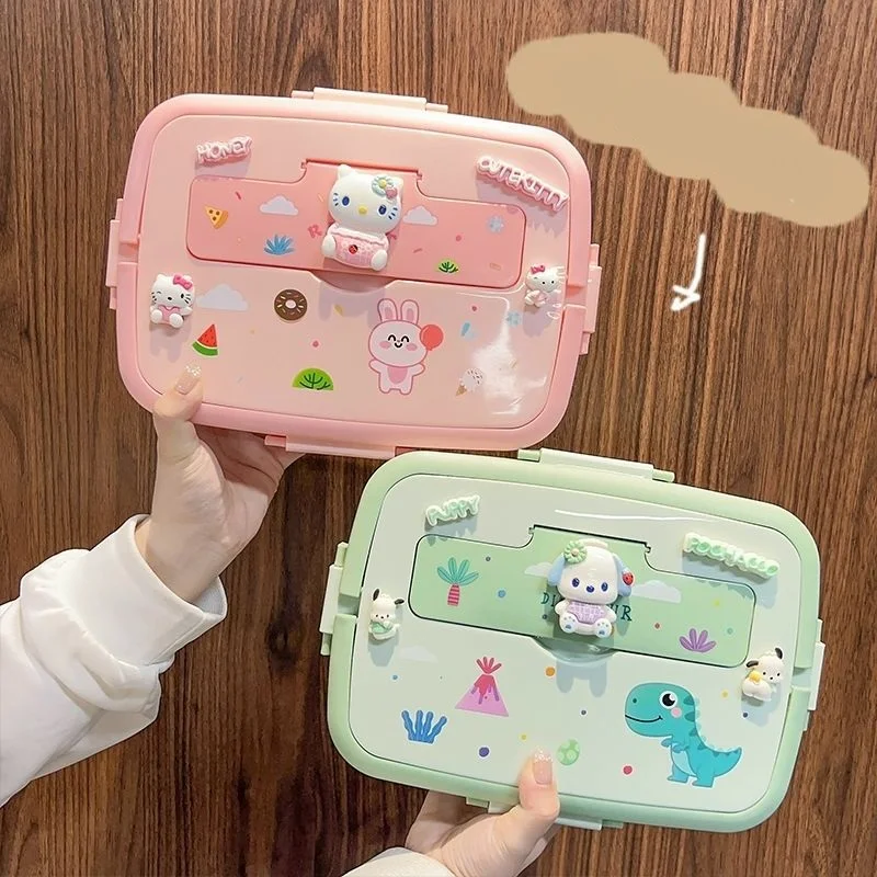 

Sanrios Kawaii Lunch Box Hello Kittys Cute Bento Box Fashion Girl Large Capacity Simple Trends Hot Selling Gift for Girlfriend