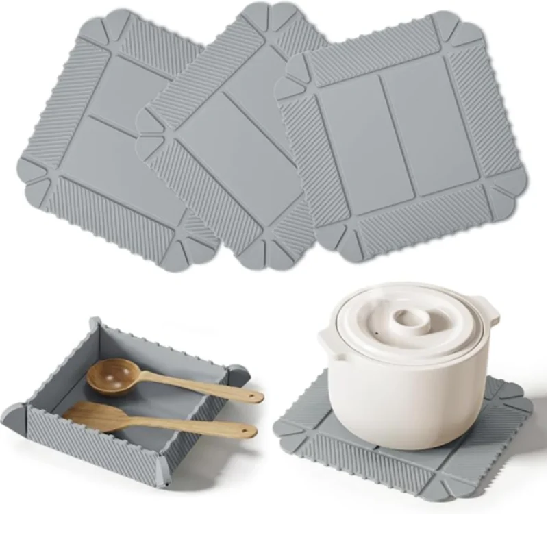 New Multifunctional Foldable Storage Box Magnetic Silicone Trivet Thick Heat Resistant Mat Pot Holder Cutting Board Kitchen Tool