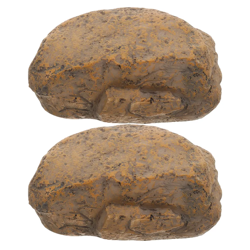 2Pcs Faux Rock Key Hider for Outside Weatherproof Resin Material Large Capacity Hidden Key Box Garden Ornament Yard Security