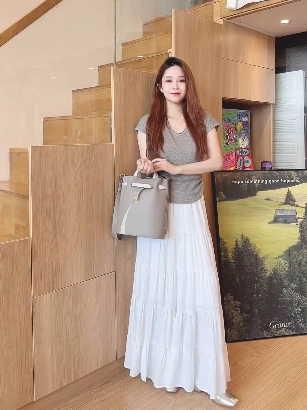 

2026 Spring New Women's High Waist Slim Tiered Cake Maxi Skirt | Soft Elegant A-Line Flared Umbrella Skirt Versatile Daily Wear