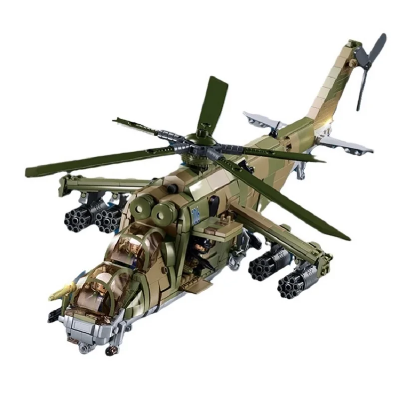 

Sluban MI24S Gunship Armed Transport Helicopter Aircraft Building Blocks 893PCS Kids Plane Educational Bricks Toys Model Gift